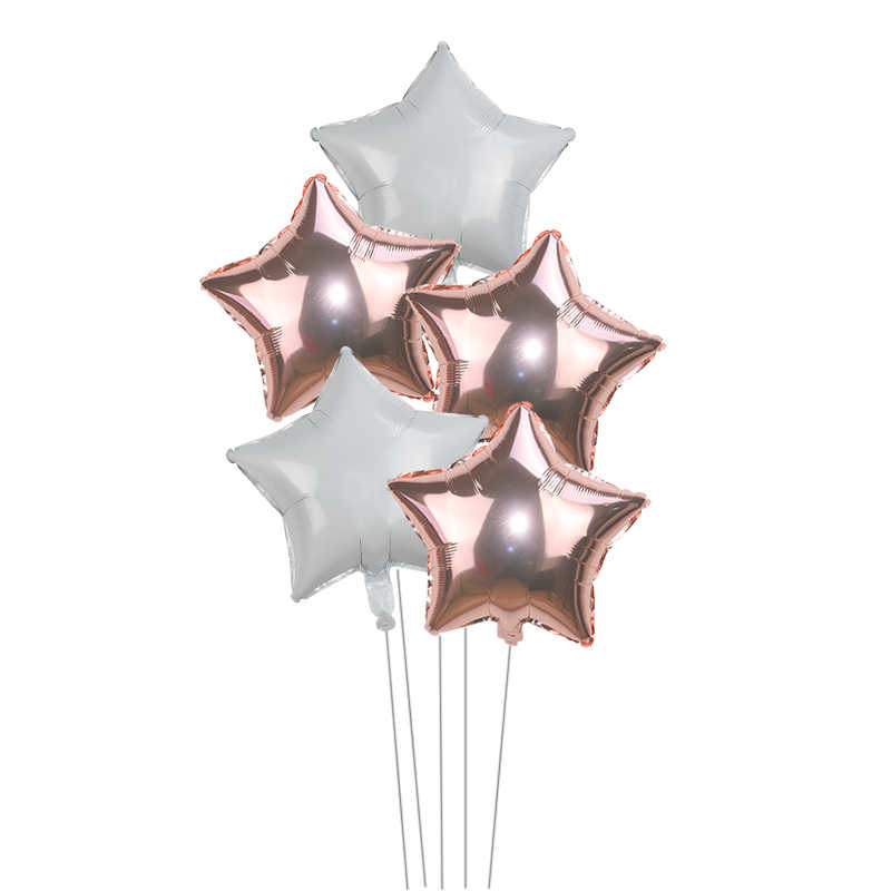 Bouquet de globos. Estrellas, trasparentes y metálicos. (Helio
